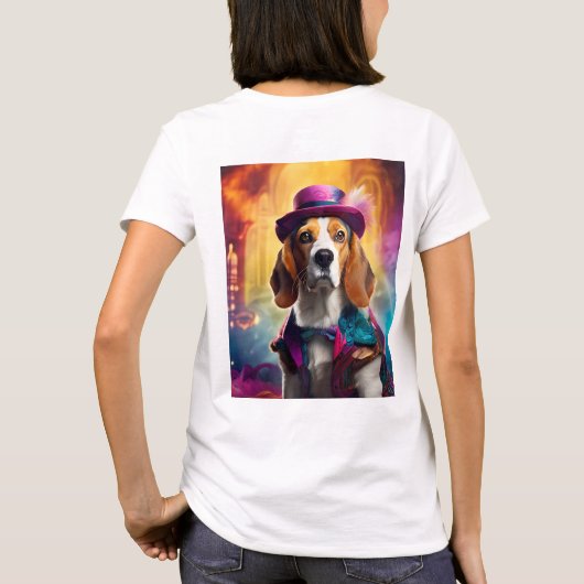 Beagle in lebendiger Kostüm T-Shirt (Rückseite)
