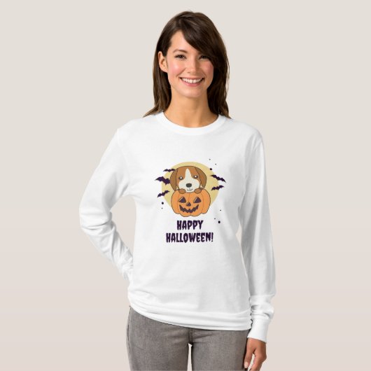 Beagle in Pumpkin Sweet Hunde glückliche Halloween T-Shirt (Vorne ganz)