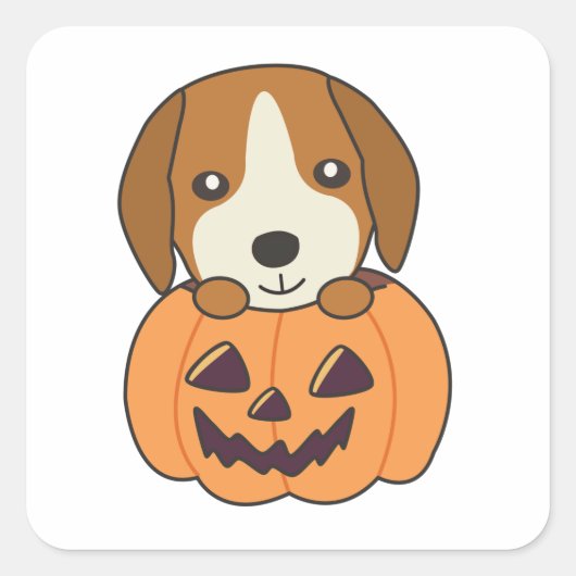 Beagle in Pumpkin Sweet Hunde glücklichen Hallowee Quadratischer Aufkleber (Vorderseite)