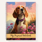 Beagle in rosa Wildblumen Naturportrait Notizblock (Vorderseite)
