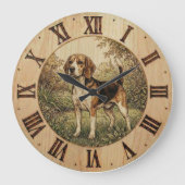 Beagle in Spring Park Wall clock  Große Wanduhr (Vorderseite)
