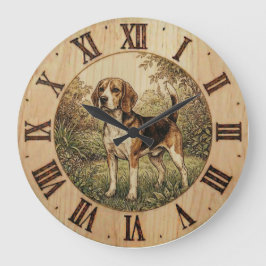 Beagle in Spring Park Wall clock  Große Wanduhr