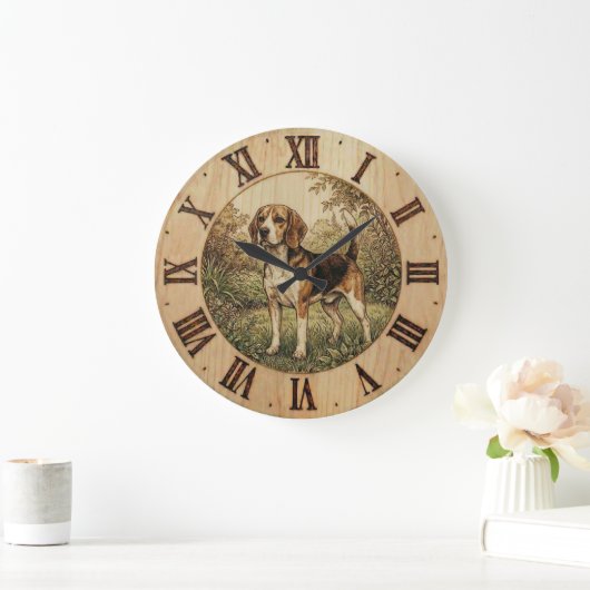 Beagle in Spring Park Wall clock  Große Wanduhr (Zuhause)
