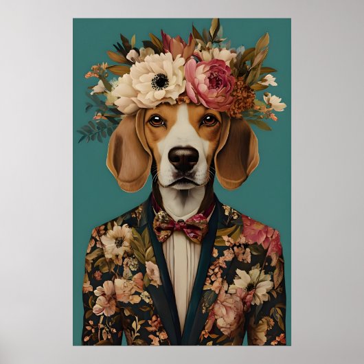 Beagle In Suit Poster, Beagle Portrait, Beagle Oil Poster (Vorne)