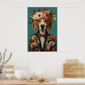 Beagle In Suit Poster, Beagle Portrait, Beagle Oil Poster (Küche)
