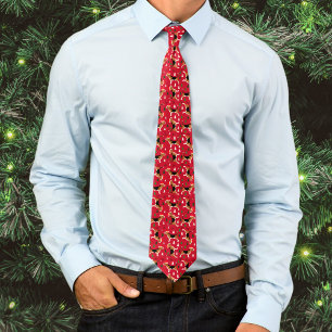 Beagle in Weihnachtsmannmützen Weihnachtsfeiertag  Krawatte