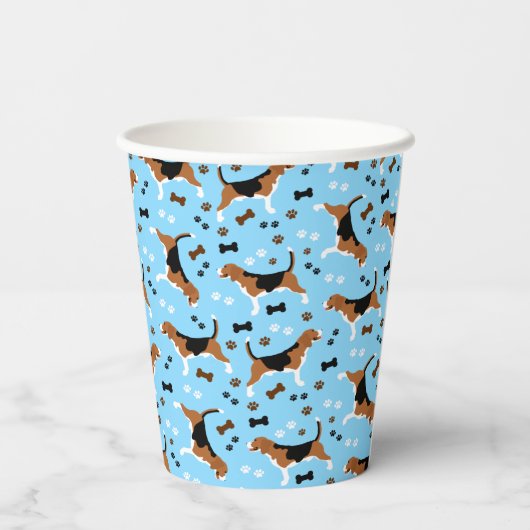 Beagle Jagd Hunde Beagle Muster Niedlich Pappbecher (Rückseite)