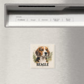 Beagle-Jagdhund-Porträt Premium-Kunstwerk Magnet (In Situ (Geschirrspüler))