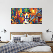 Beagle Jäger Pop Art – Moderner Jagdhund Leinwanddruck (Insitu (Schlafzimmer))
