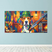 Beagle Jäger Pop Art – Moderner Jagdhund Leinwanddruck (Insitu (Holzboden))