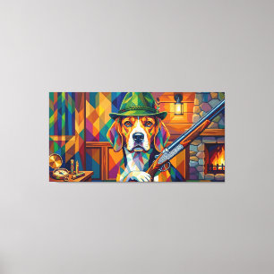 Beagle Jäger Pop Art – Moderner Jagdhund Leinwanddruck