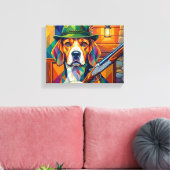 Beagle Jäger Pop Art – Moderner Jagdhund Leinwanddruck (Insitu (Wohnzimmer))