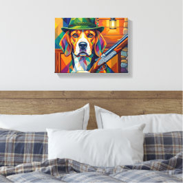 Beagle Jäger Pop Art – Moderner Jagdhund Leinwanddruck
