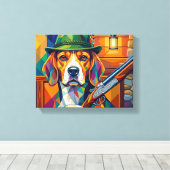 Beagle Jäger Pop Art – Moderner Jagdhund Leinwanddruck (Insitu (Holzboden))