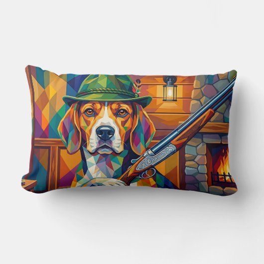 Beagle Jäger Pop Art – Moderner Jagdhund Lendenkissen (Vorderseite)