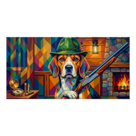 Beagle Jäger Pop Art – Moderner Jagdhund Poster