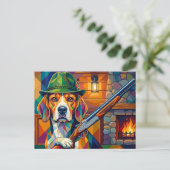 Beagle Jäger Pop Art – Moderner Jagdhund Postkarte (Stehend Vorderseite)