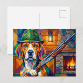 Beagle Jäger Pop Art – Moderner Jagdhund Postkarte (Vorne/Hinten)