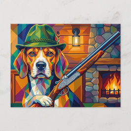 Beagle Jäger Pop Art – Moderner Jagdhund Postkarte