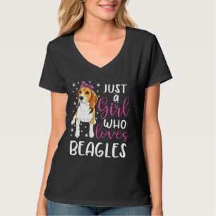Beagle Just a Girl Lieben Beagles Hunde Mädchen T-Shirt