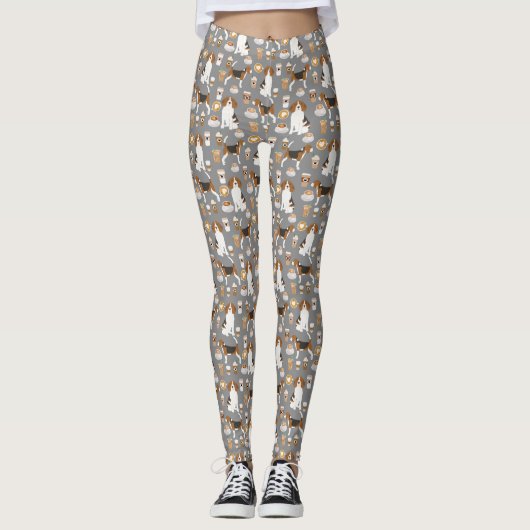 Beagle Kaffee-Leggings Leggings (Vorderseite)