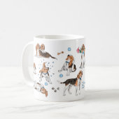 Beagle Kaffeemaschine Tasse mit handgemalten Wasse (Vorderseite Links)