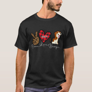 Beagle Karo Frieden Liebe Süßer Hund T-Shirt