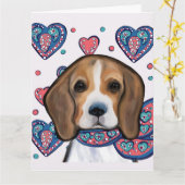 Beagle Karte (Gelbe Blume)