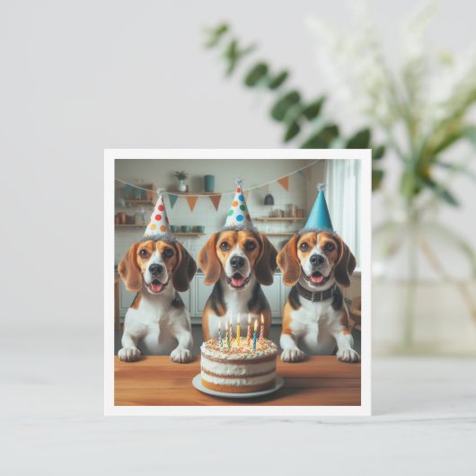Beagle-Karte, Beagle Geburtstag, Beagle Einladung (Stehend Vorderseite)