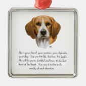 Beagle Keepake MALE Silbernes Ornament (Vorne)