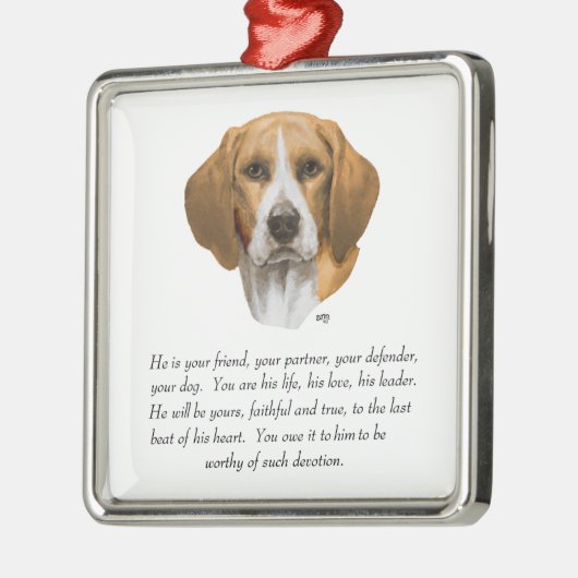 Beagle Keepake MALE Silbernes Ornament (Links)