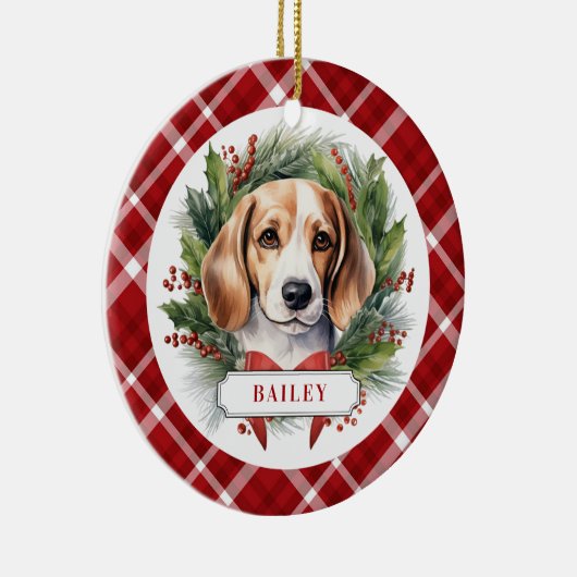 Beagle Keramik Circle Ornament (Rechts)