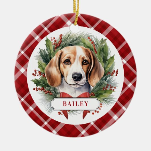 Beagle Keramik Circle Ornament (Vorne)