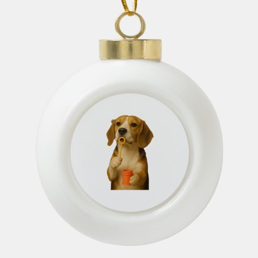 Beagle keramik Kugel-Ornament (Vorderseite)