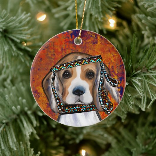 Beagle Keramik Ornament (Baum)