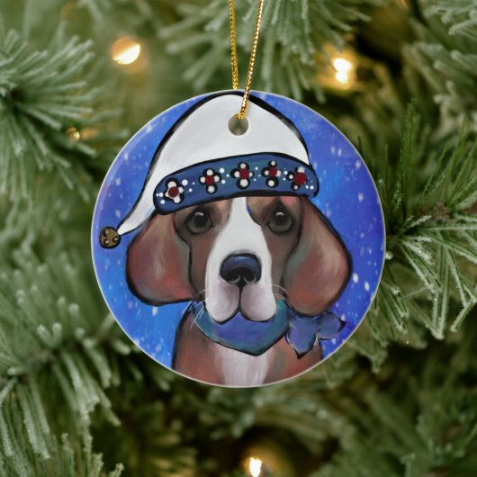 Beagle Keramik Ornament (Baum)
