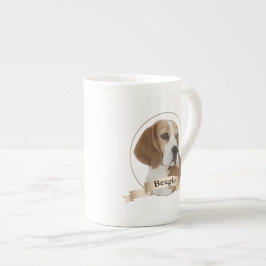 Beagle-Knochen-China-Tasse Porzellantasse (Vorderseite Rechts)