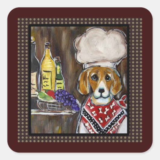 BEAGLE-KOCH QUADRATISCHER AUFKLEBER (Vorderseite)