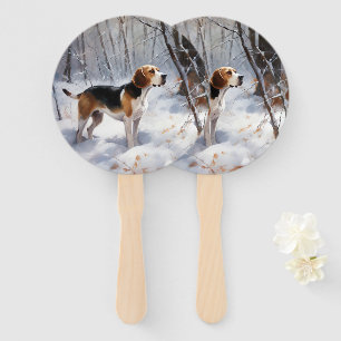 Beagle Lass es schneien Weihnachten Fächer