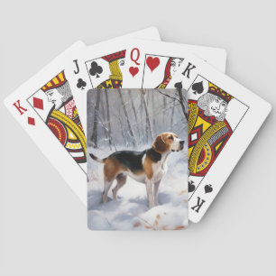 Beagle Lass es schneien Weihnachten Spielkarten