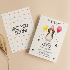 Beagle Lasse Pawty Dog Welpe Geburtstag Pink Einladung