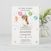 Beagle Lasse Pawty Dog Welppy Birthday Blue Einladung (Stehend Vorderseite)