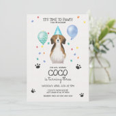 Beagle Lasse Pawty Dog Welppy Birthday Blue Einladung (Stehend Vorderseite)
