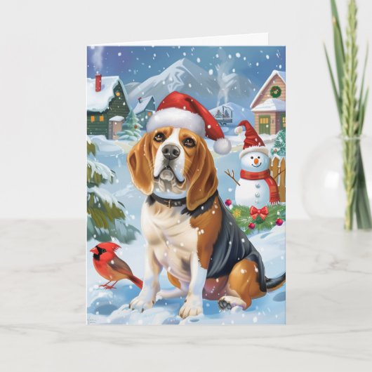 Beagle Lassen Sie es Schnee Weihnachtsfeiertage Karte (Vorderseite)