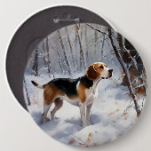 Beagle lässt es Weihnachten schneien Button (Vorne & Hinten)