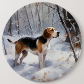 Beagle lässt es Weihnachten schneien Button (Vorderseite)