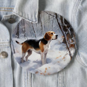 Beagle lässt es Weihnachten schneien Button (Beispiel)