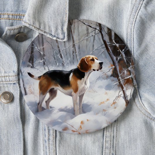 Beagle lässt es Weihnachten schneien Button (Beispiel)