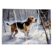 Beagle lässt es Weihnachten schneien Große Geschenktüte (Rückseite)