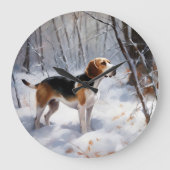Beagle lässt es Weihnachten schneien Große Wanduhr (Vorderseite)